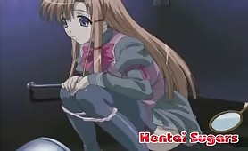 Petite hentai babe in stockings spreading legs and pissing